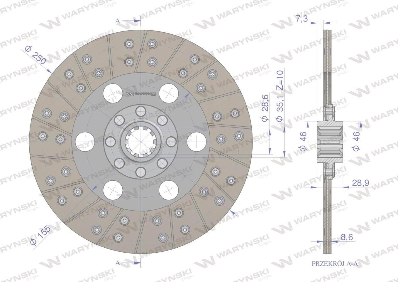 Tarcza sprzęgła John Deere AH12305 WARYŃSKI AH12305W - zdjęcie 3