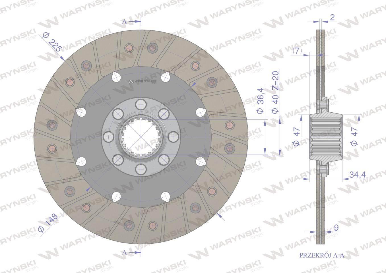 Tarcza sprzęgła Deutz 2316746 WARYŃSKI 2316746W - zdjęcie 3