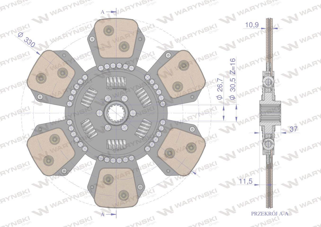 Tarcza sprzęgła ceramiczna Renault 7700061792 WARYŃSKI 7700061792W - zdjęcie 3