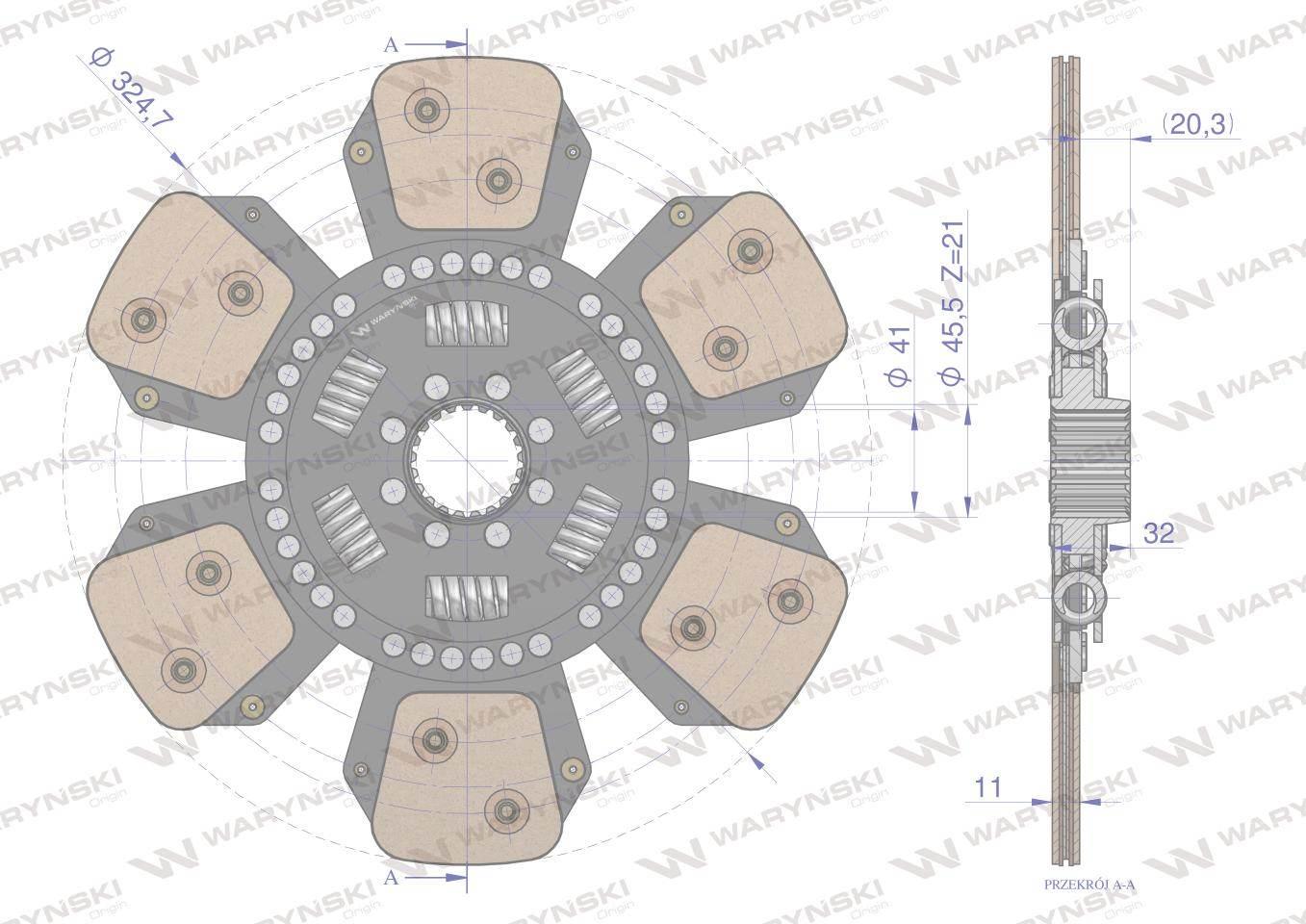 Tarcza sprzęgła ceramiczna Deutz 4401834 WARYŃSKI 4401834W - zdjęcie 3