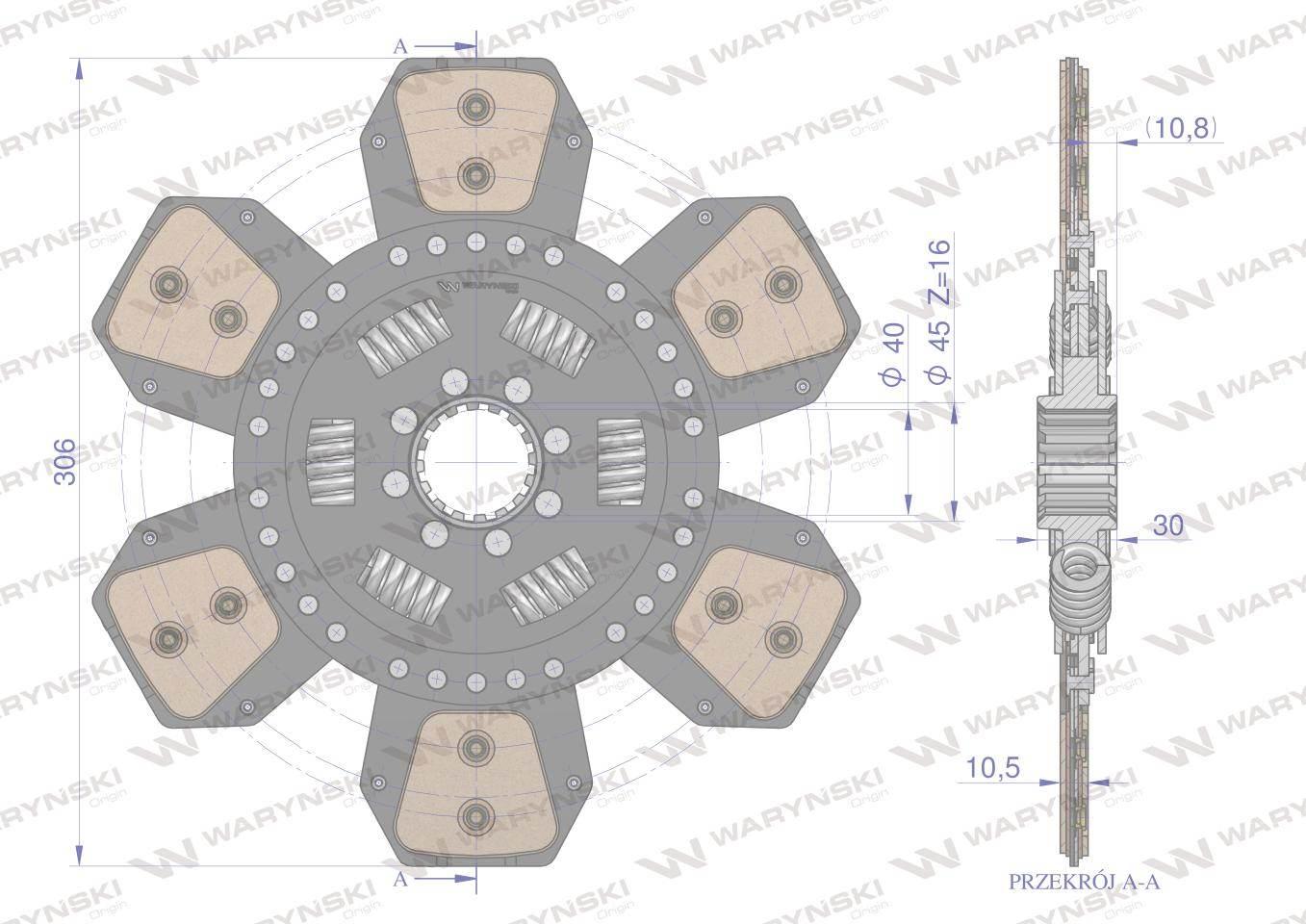 Tarcza sprzęgła ceramiczna Case New Holland Fiat Ford 5092805 WARYŃSKI - zdjęcie 3