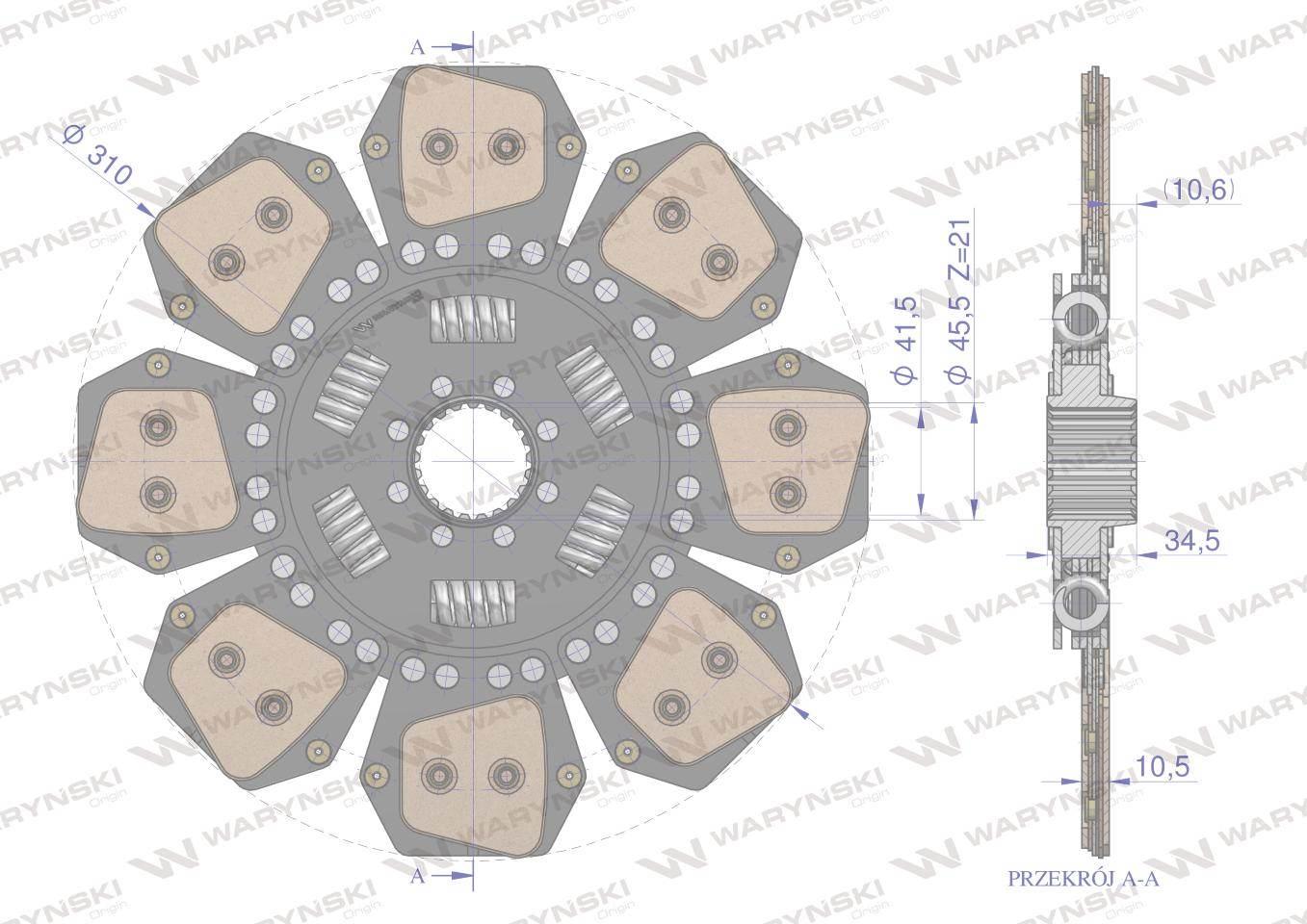 Tarcza sprzęgła ceramiczna Deutz 2941269 WARYŃSKI 2941269W - zdjęcie 3