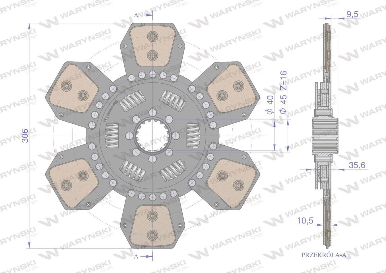 Tarcza sprzęgła ceramiczna Renault 6005001440 WARYŃSKI 6005001440W - zdjęcie 3