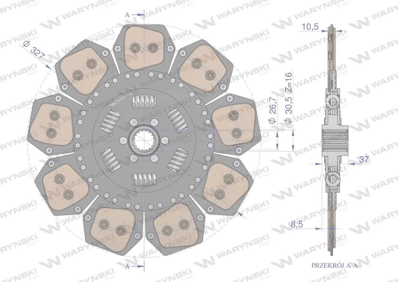 Tarcza sprzęgła ceramiczna Renault 7700061793 WARYŃSKI 7700061793W - zdjęcie 3