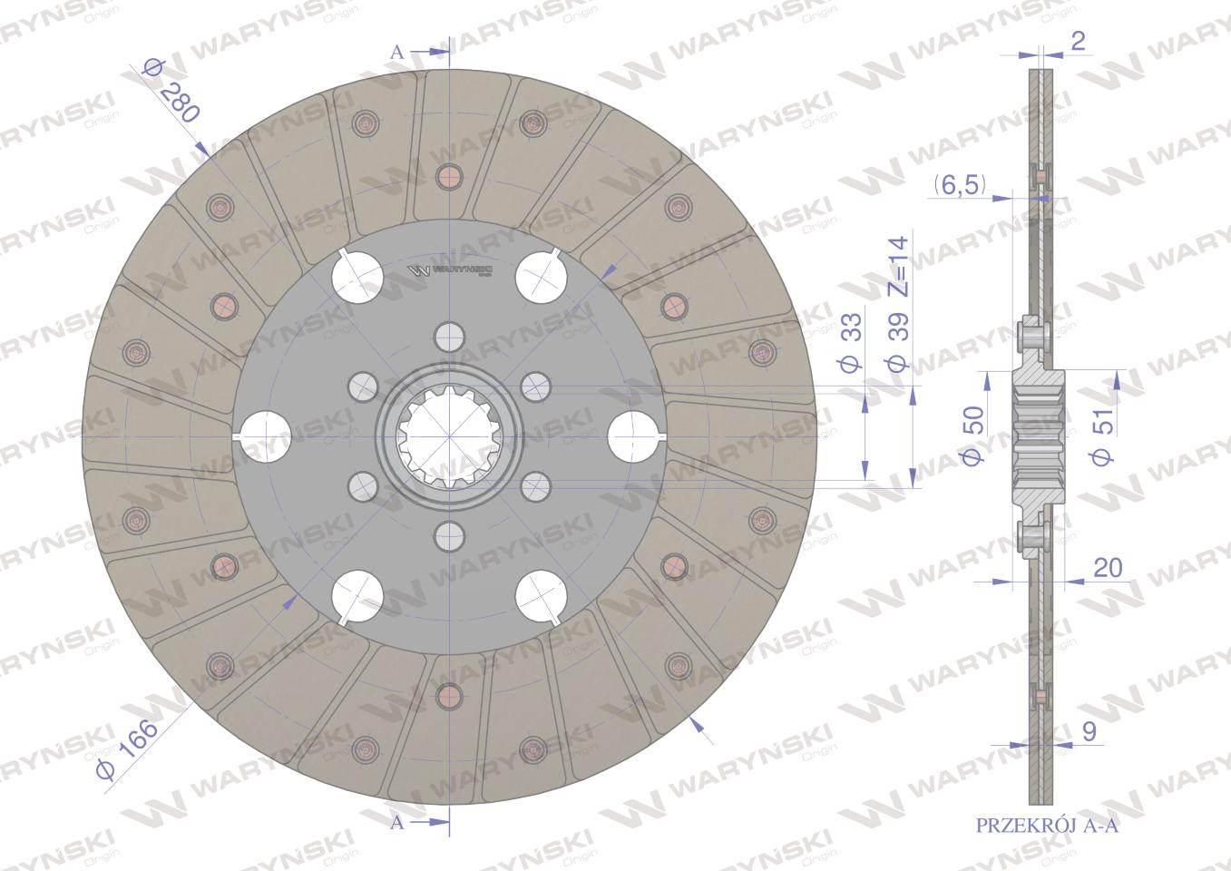 Tarcza sprzęgła T-25 2521025 WARYŃSKI 2521025W - zdjęcie 3