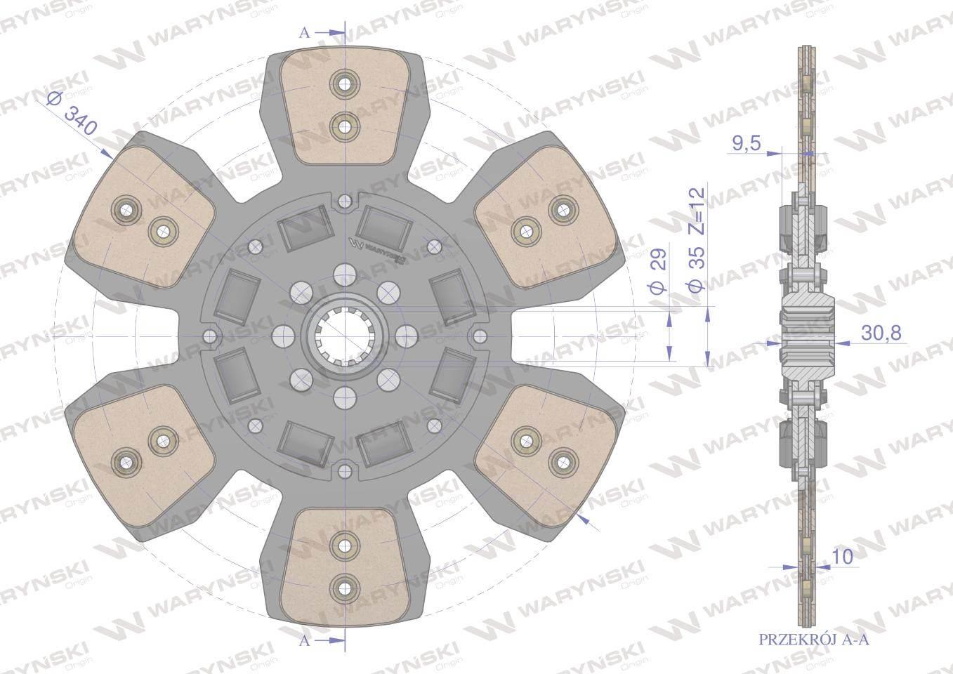 Tarcza sprzęgła ceramiczna Belarus,Mtz Pronar 801601130 WARYŃSKI - zdjęcie 4