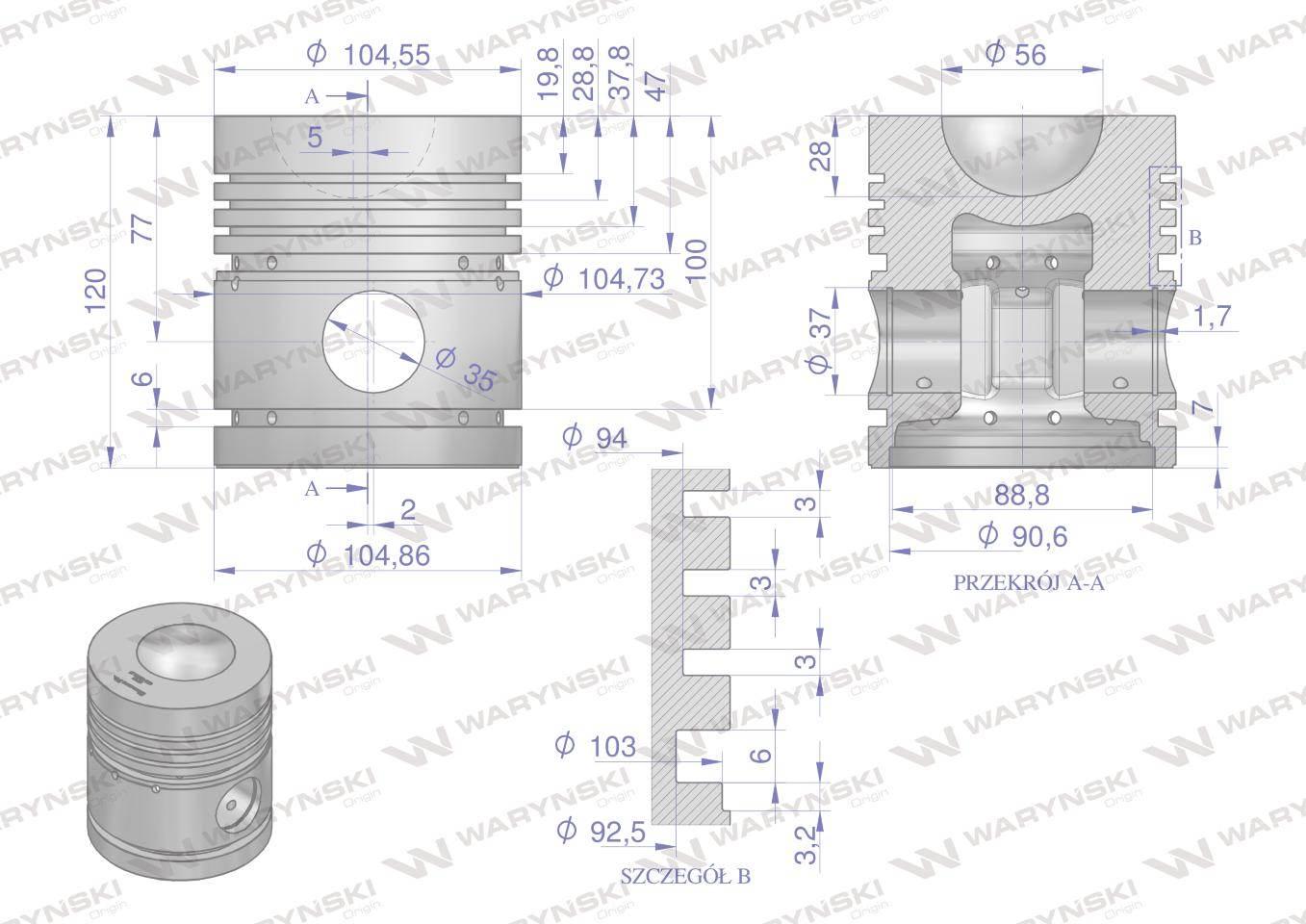 Zestaw naprawczy T25 stary typ WARYŃSKI W-D1441000101 - zdjęcie 2