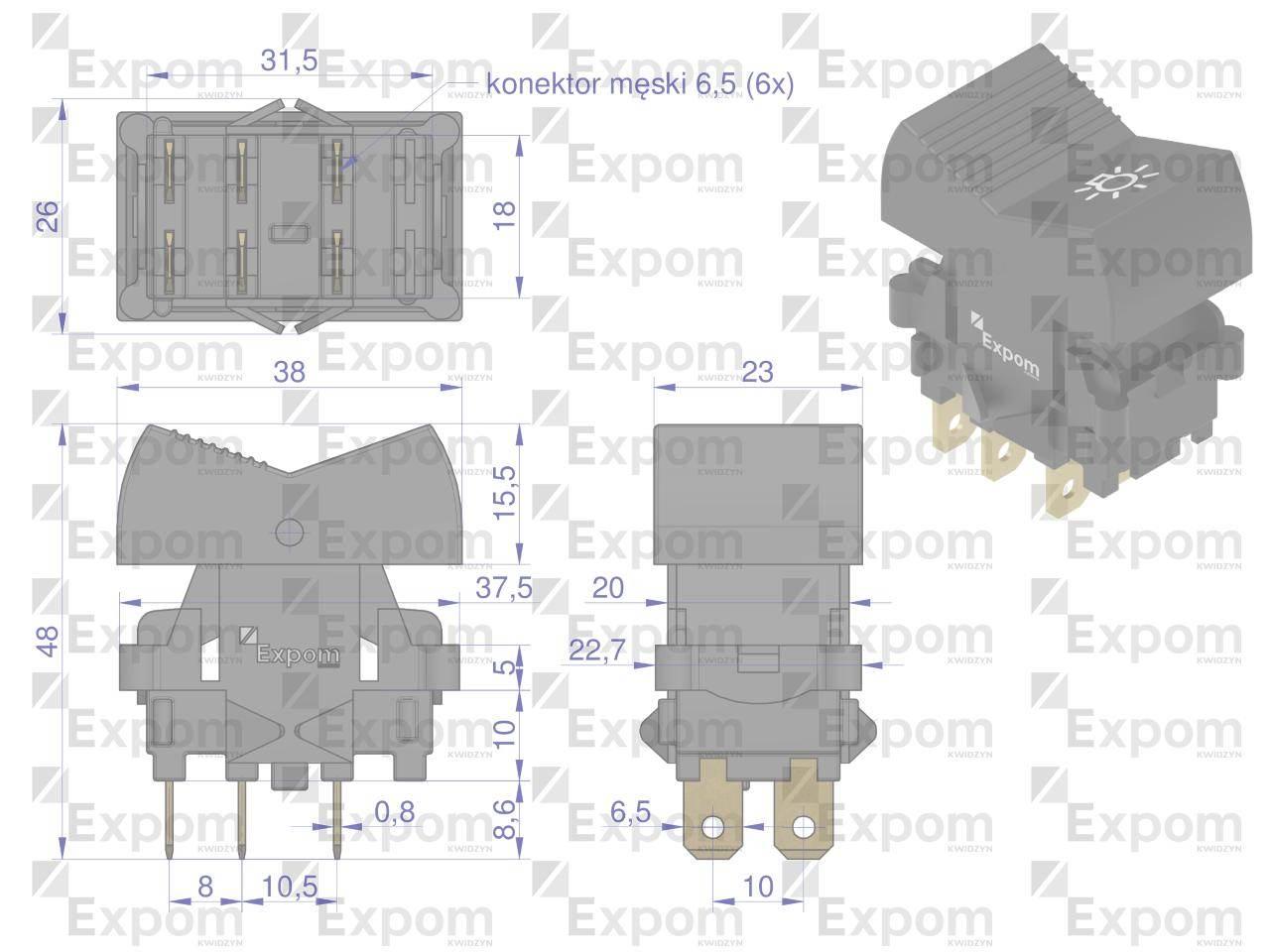 Włącznik Belarus wypadowy reflektora roboczego EXPOM KWIDZYN eu - zdjęcie 4