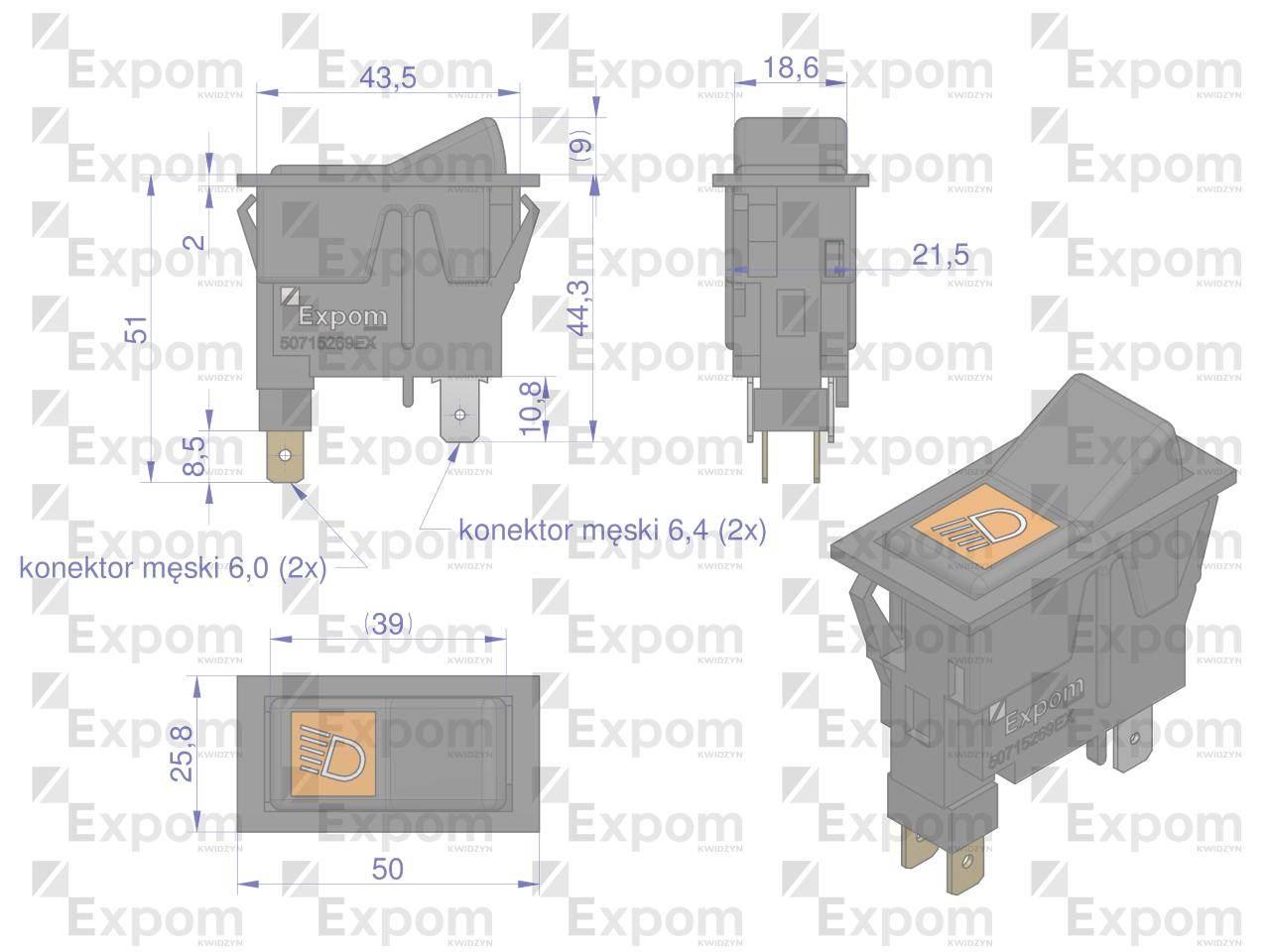 Włącznik przechylny Massey Ferguson EXPOM KWIDZYN eu 50715269EX - zdjęcie 3