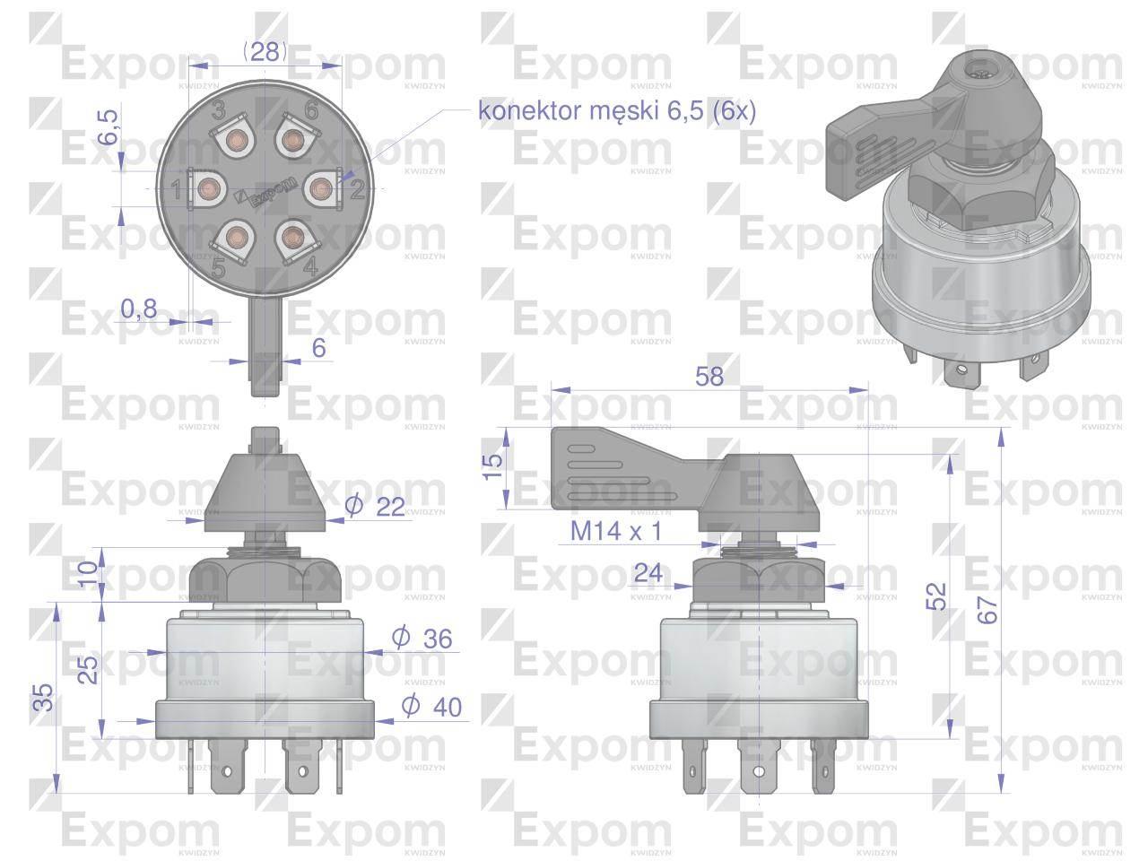 Przełącznik, włącznik kierunkowskazów MF EXPOM KWIDZYN eu 881670M1EX - zdjęcie 3