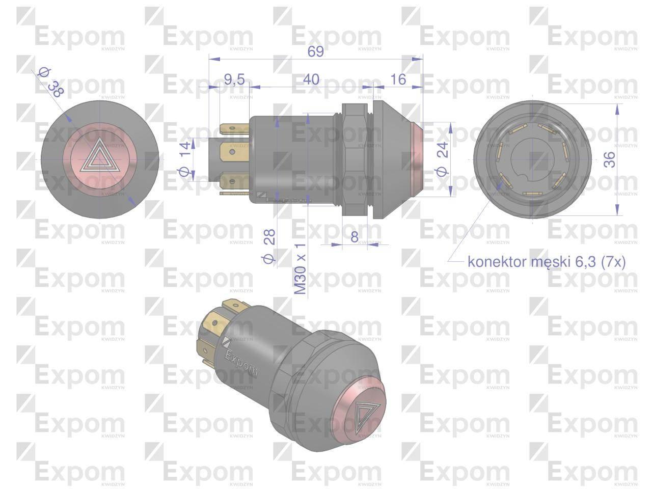 Wyłącznik świateł awaryjnych 50799075 Case EXPOM KWIDZYN eu 50799075EX - zdjęcie 3