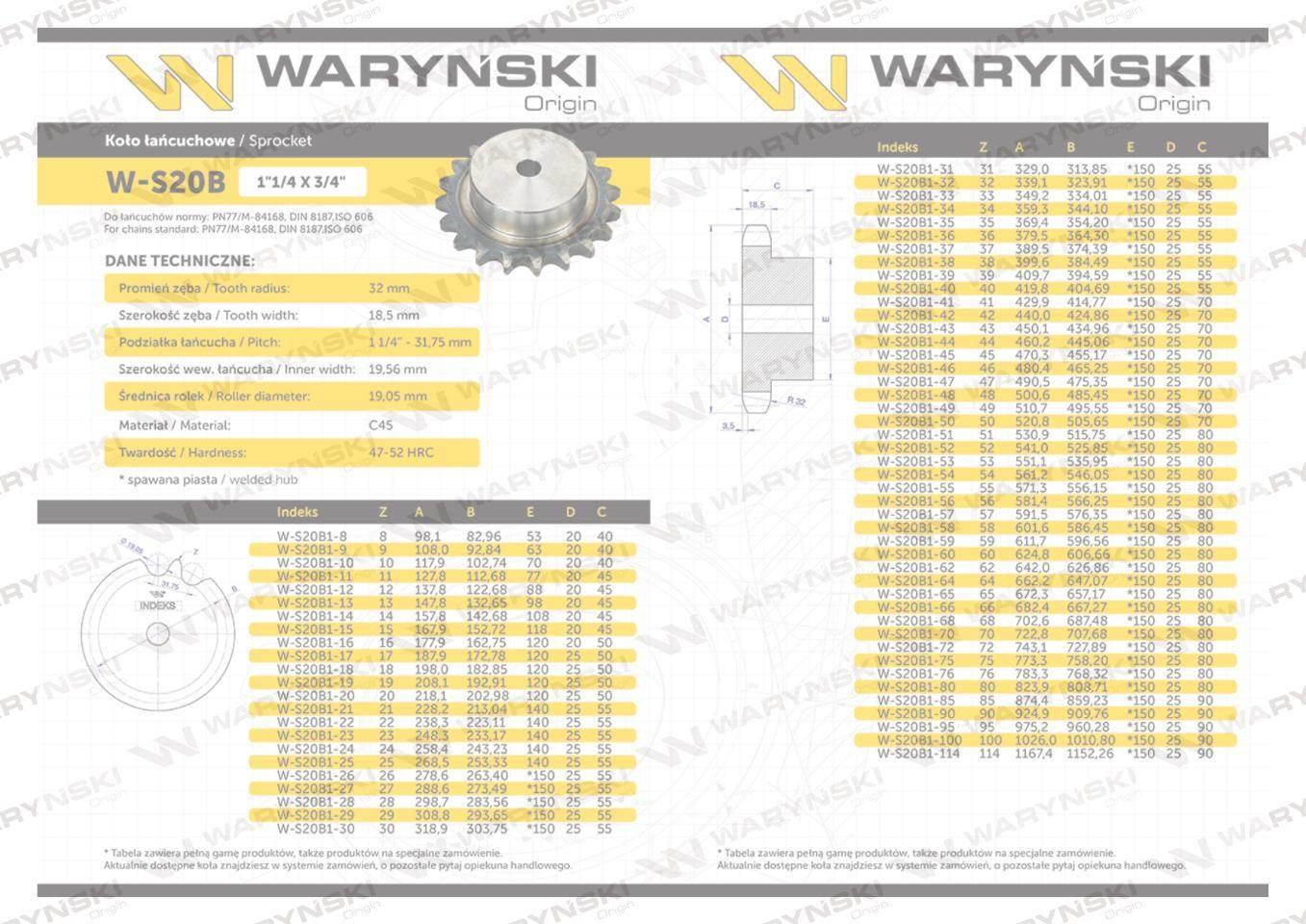 Koło, zębate hartowane z kołnierzem 20B-1 (R1 1.1/4) Z-24, Waryński - zdjęcie 3