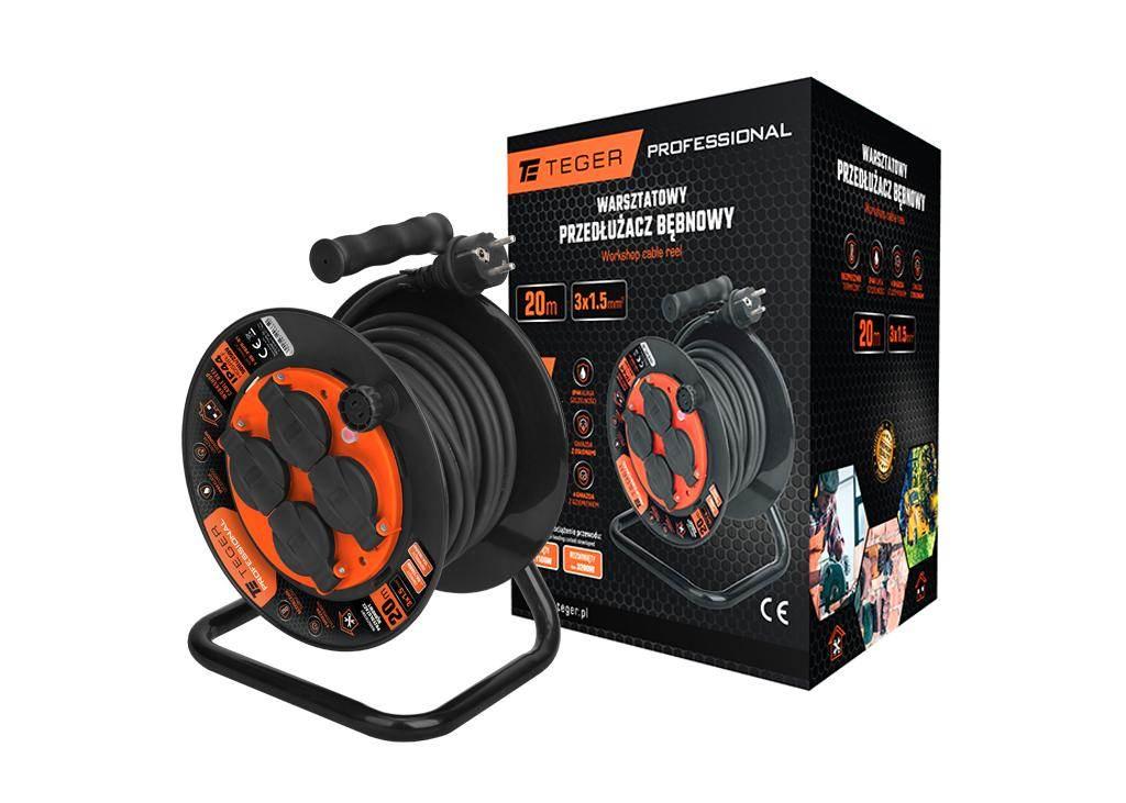 Przedłużacz bębnowy, warsztatowy PROFESSIONAL, 3X1,5mm, IP44, H05RR-F, cert