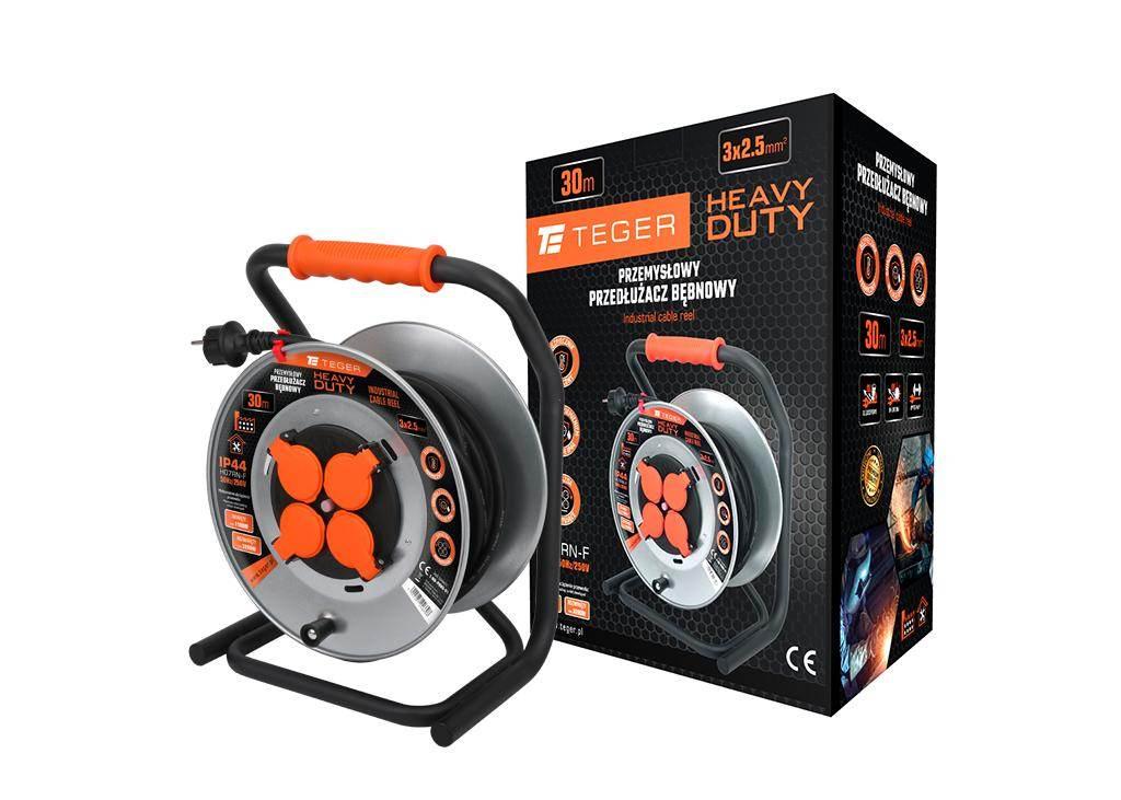 Przedłużacz bębnowy, przemysłowy HEAVY DUTY, 3X2,5mm, IP44, H07RN-F, cert.