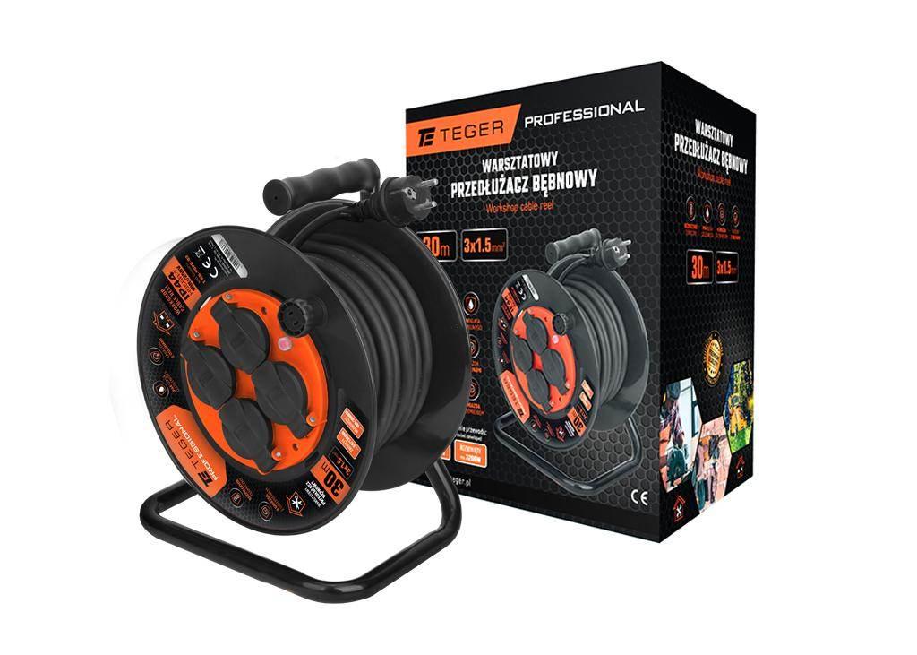 Przedłużacz bębnowy, warsztatowy PROFESSIONAL, 3X1,5mm, IP44, H05RR-F, cert