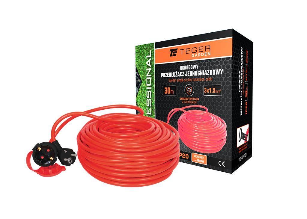 Przedłużacz jednogniazdowy, ogrodowy PROFESSIONAL, 3X1,5mm, IP20, H05VV-F,