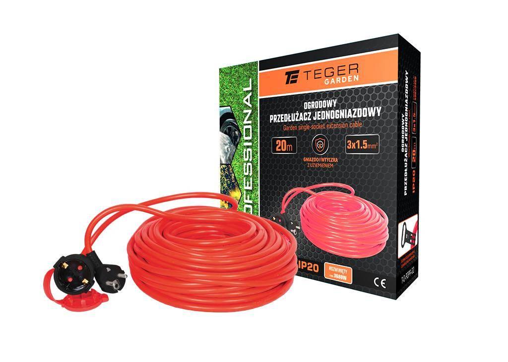 Przedłużacz jednogniazdowy, ogrodowy PROFESSIONAL, 3X1,5mm, IP20, H05VV-F,