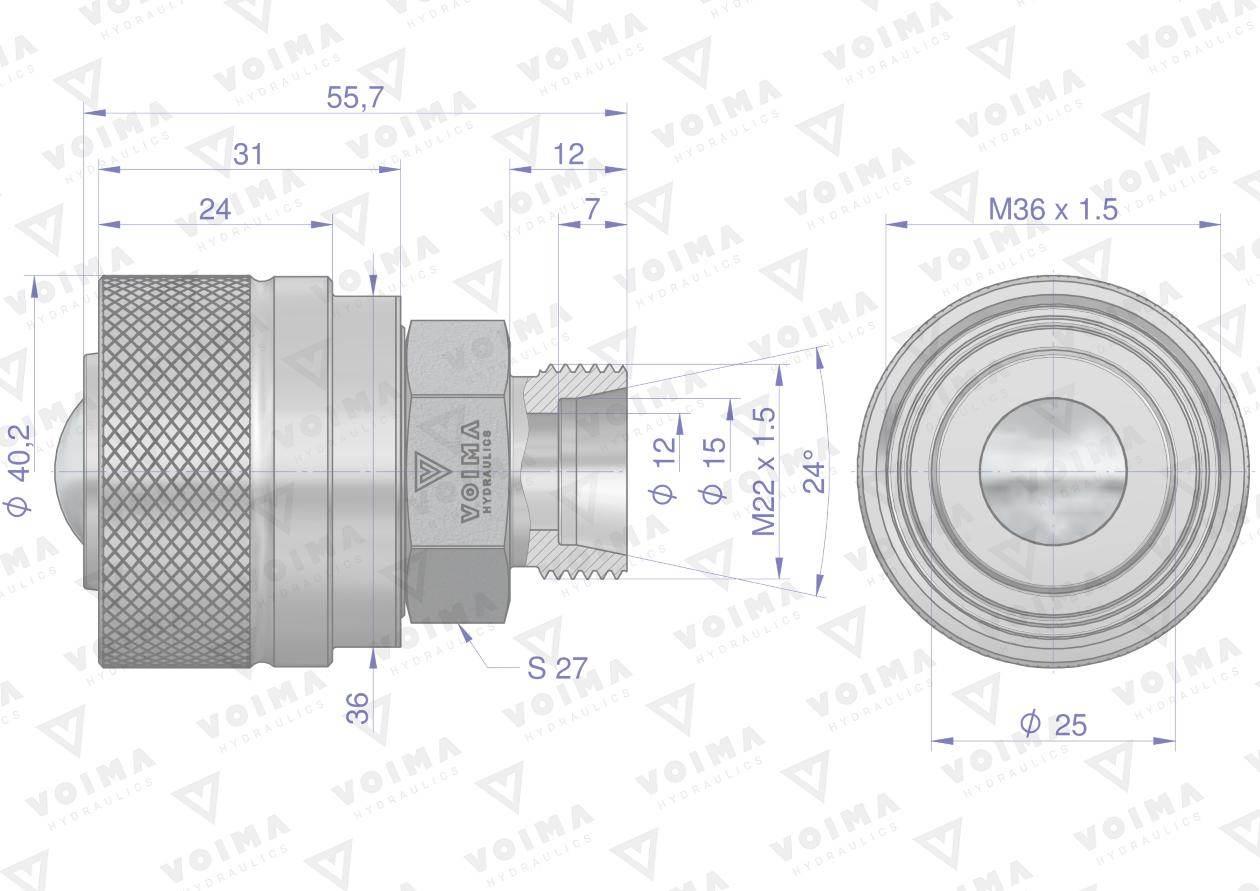 Zawór wtyczka ZSR (50490030) M22x1,5 skręcane VOIMA (opakowanie 10szt) - zdjęcie 2