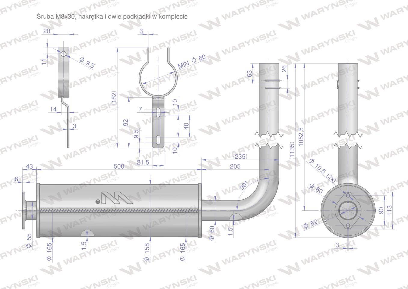 Tłumik Bizon kompletny Z-058 INOX WARYŃSKI 5058390030IW - zdjęcie 3
