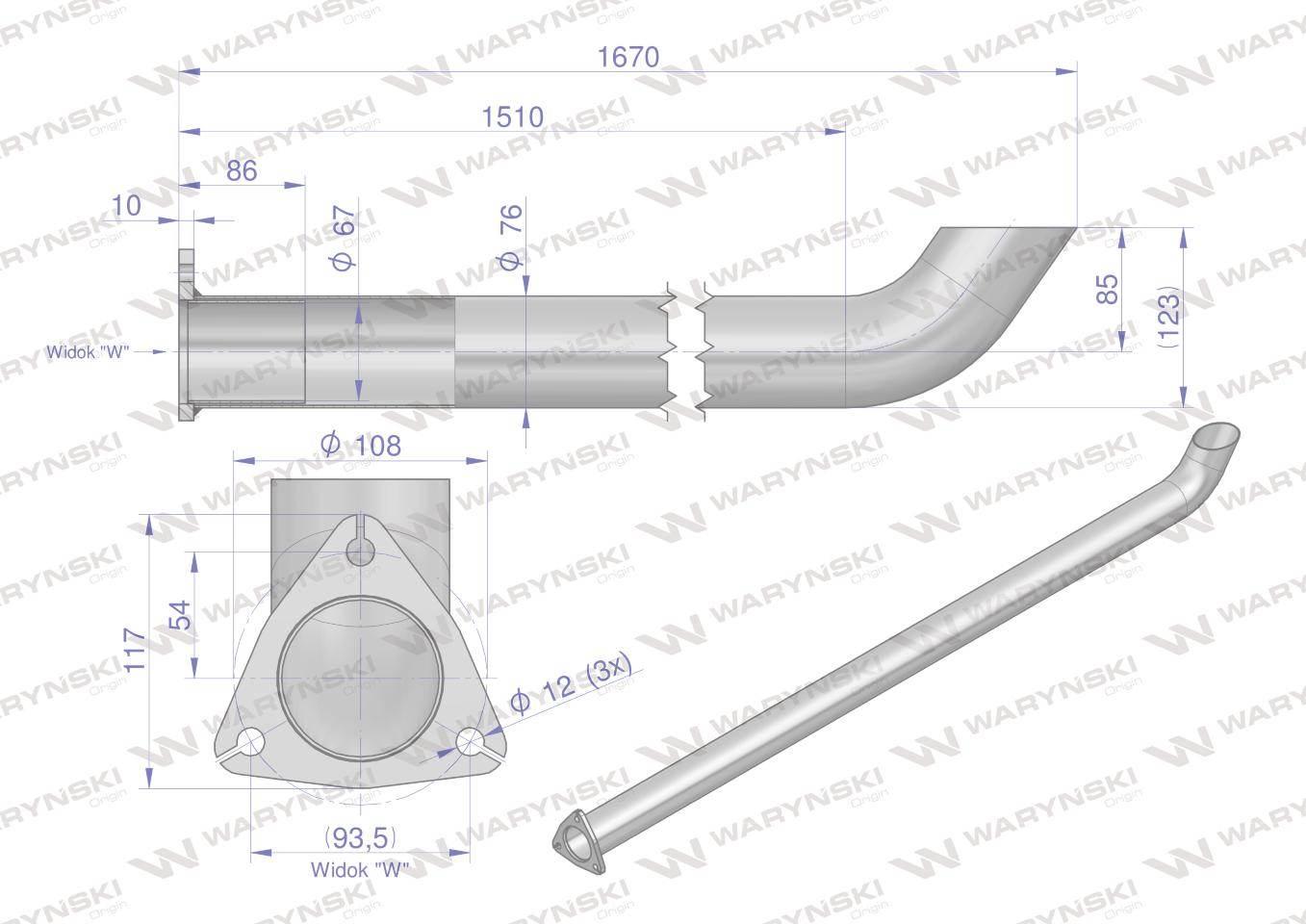 Rura C-385 TURBO ( gięta ) INOX WARYŃSKI 89014040RIW - zdjęcie 3
