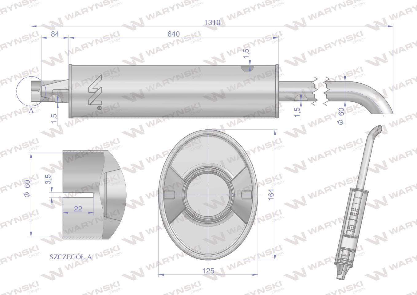 Tłumik wydechowy Belarus Mtz 80 82A Pronar INOX WARYŃSKI 601205015A2IW - zdjęcie 3