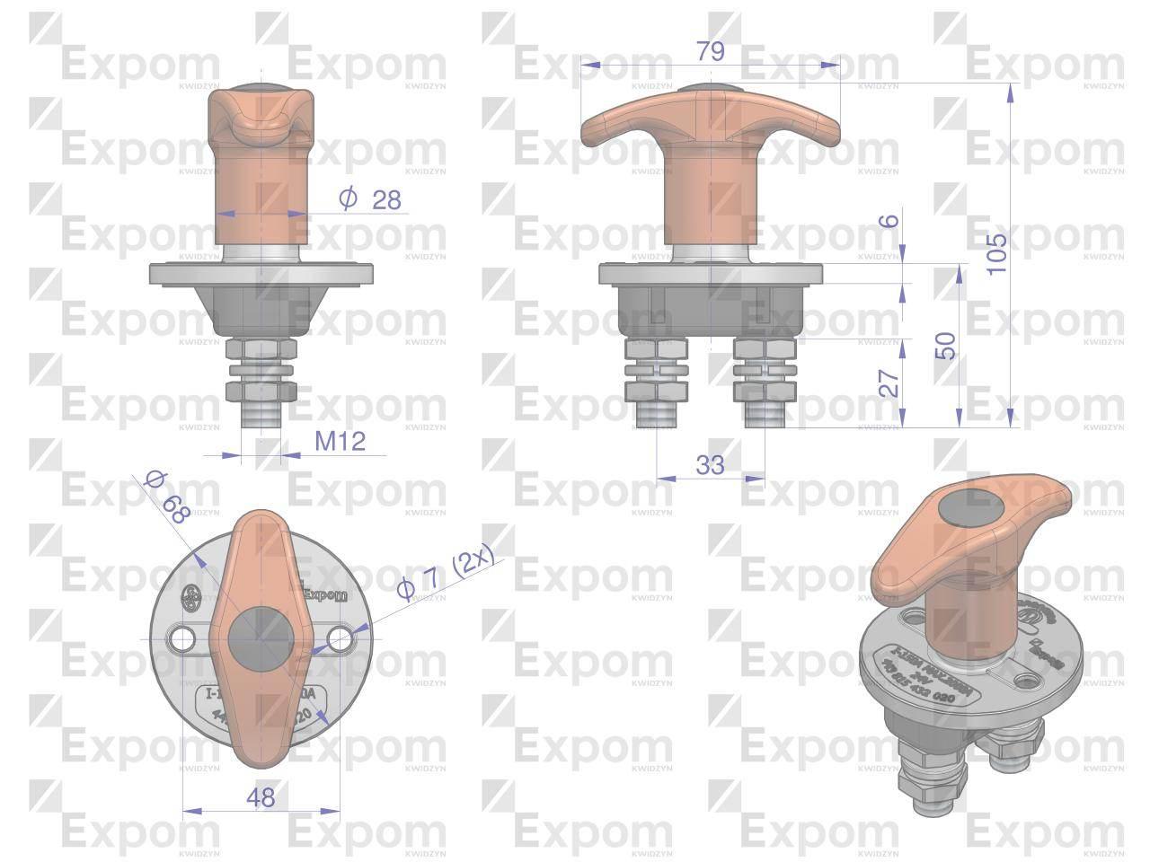 Odłącznik 12/24V 150A M12 53350934 EXPOM KWIDZYN 53350934EX - zdjęcie 2