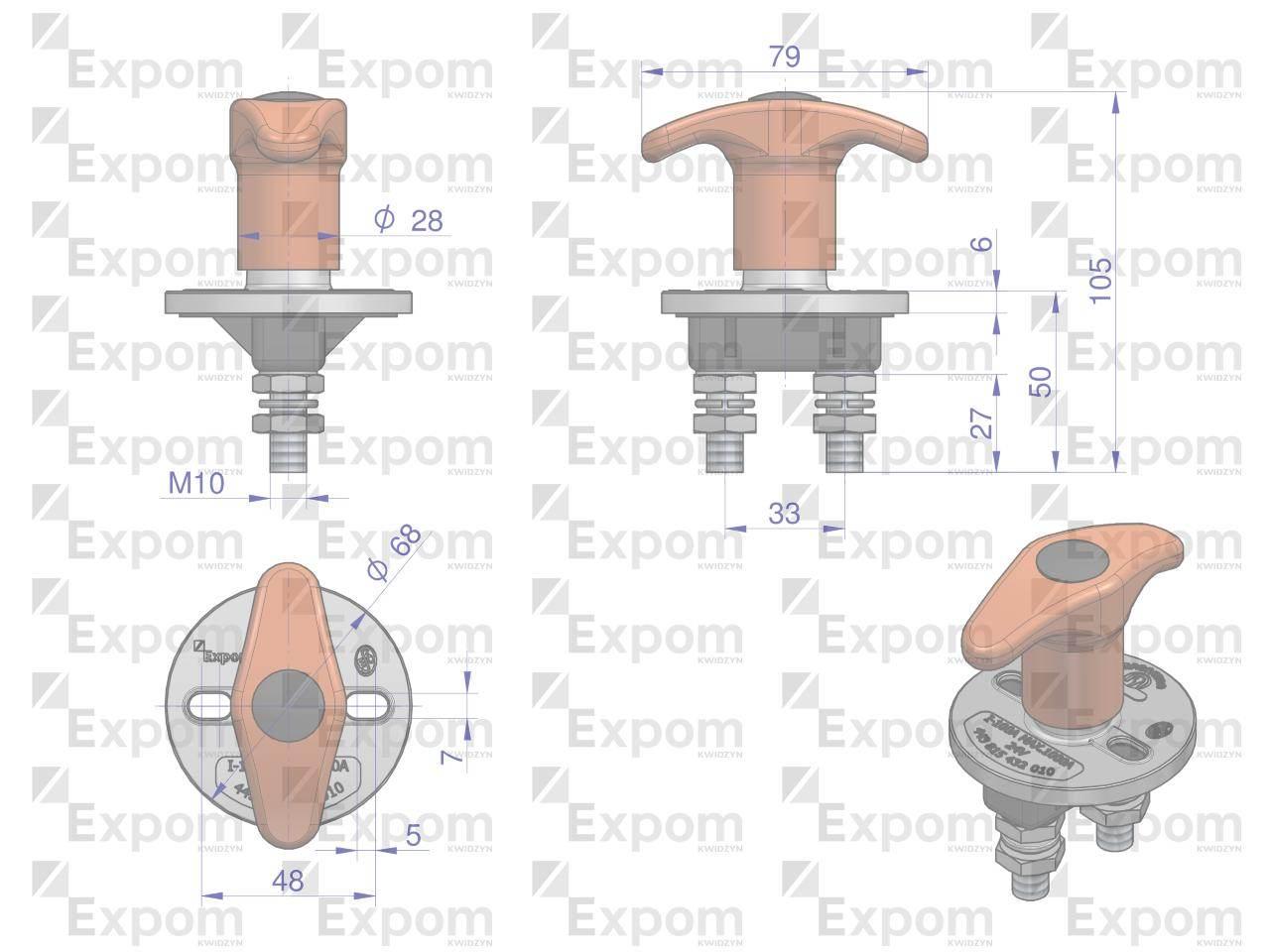 Odłącznik 12/24V 100A M10 60115723 EXPOM KWIDZYN 60115723EX - zdjęcie 2