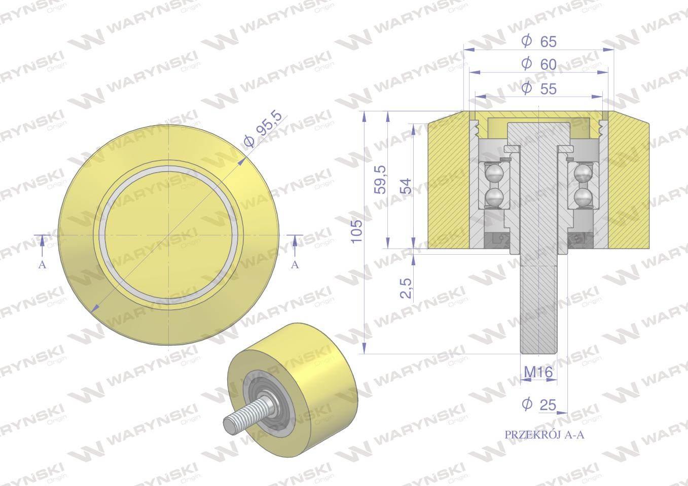 Rolka podporowa, PU 95x61x16,5, zastosowanie 60200052, 252096 Grimme, Waryń - zdjęcie 3