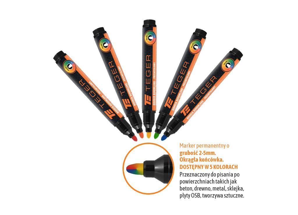 Marker budowlano - przemysłowy - (5 kolorów), (końcówka okrągła 3-4 mm, tus - zdjęcie 2