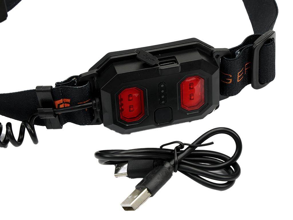 Latarka czołówka, paskowa SOFT LED COB 450lm z funkcją RED z tyłu ładowana - zdjęcie 5