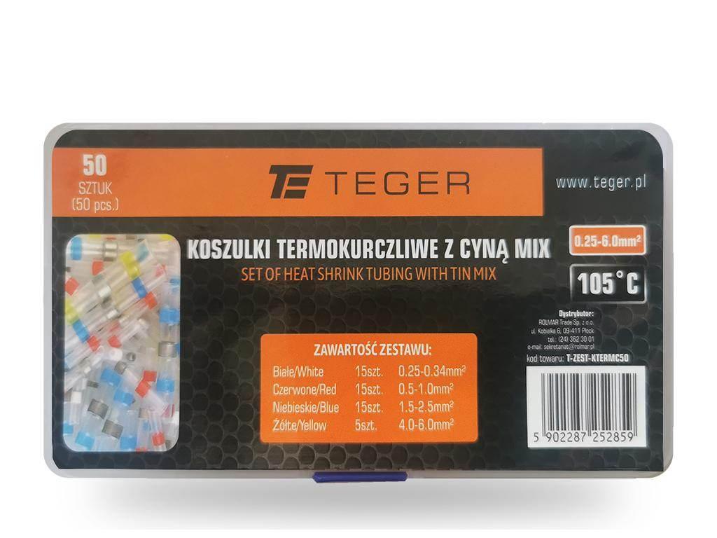 Zestaw koszulek termokurczliwych z cyną MIX 50 szt. TEGER T-ZEST-KTERMC50