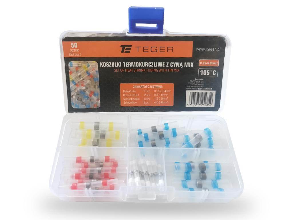 Zestaw koszulek termokurczliwych z cyną MIX 50 szt. TEGER T-ZEST-KTERMC50 - zdjęcie 2
