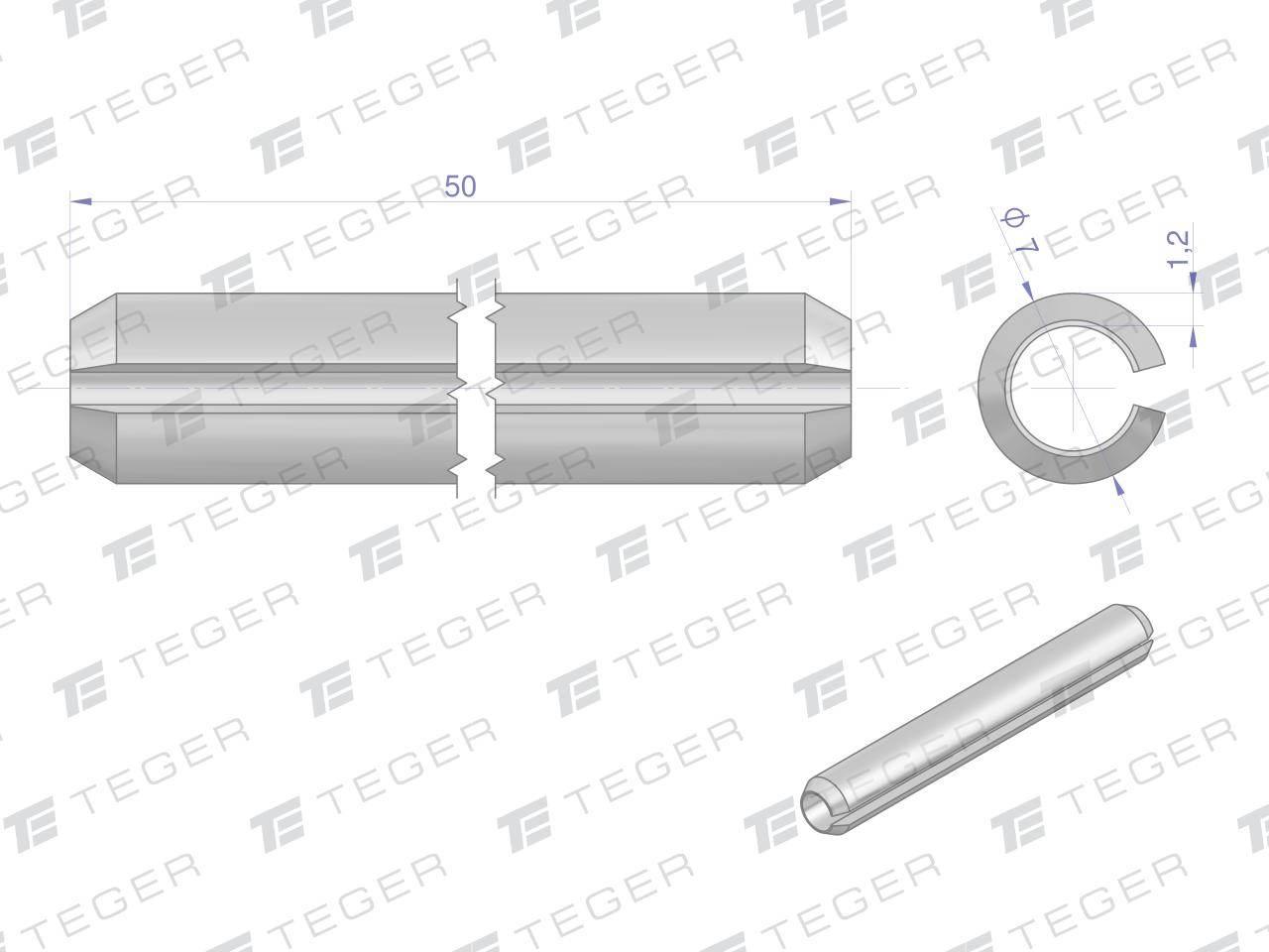 Kołek sprężysty 7x50 TEGER, 10szt T-KO-7X50 - zdjęcie 2