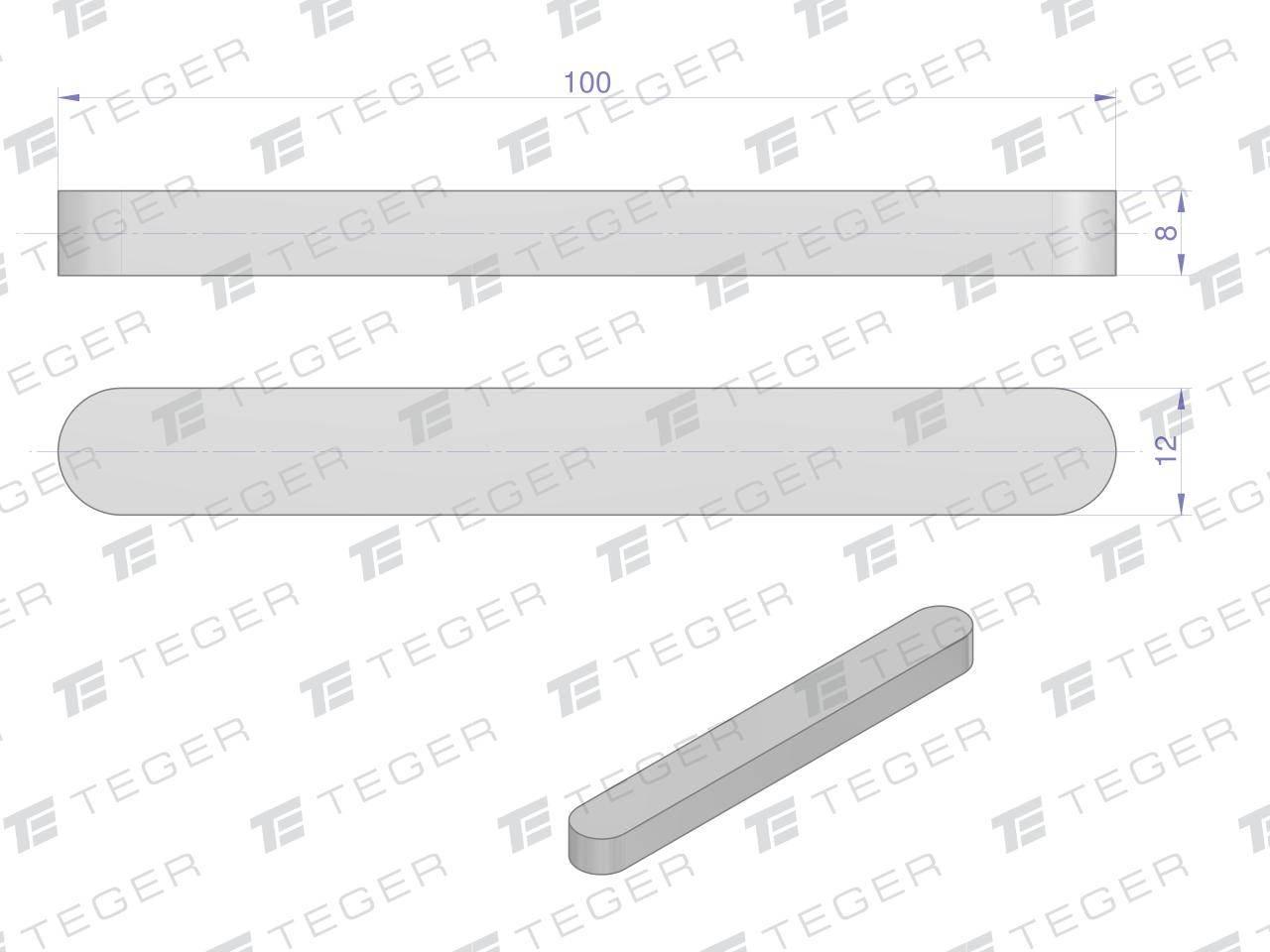 Wpust pryzmatyczny 12x8x100 TEGER, 10szt T-WPP-12X8X100 - zdjęcie 2