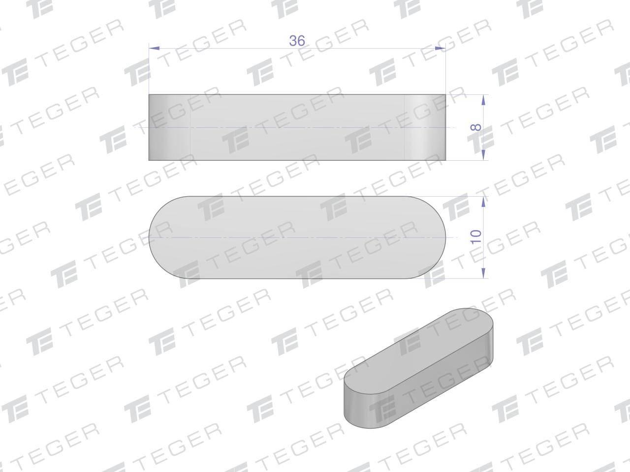 Wpust pryzmatyczny 10x8x36 TEGER, 10szt T-WPP-10X8X36 - zdjęcie 2