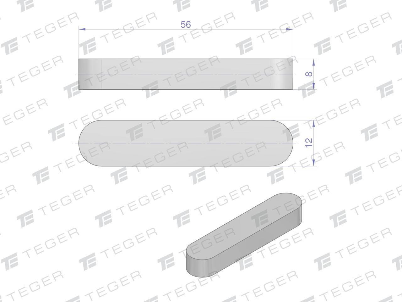 Wpust pryzmatyczny 12x8x56 TEGER, 10szt T-WPP-12X8X56 - zdjęcie 2