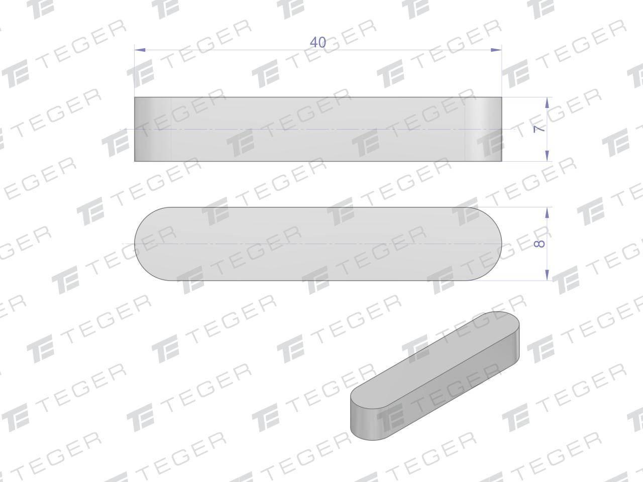 Wpust pryzmatyczny 8x7x40 TEGER, 10szt T-WPP-8X7X40 - zdjęcie 2