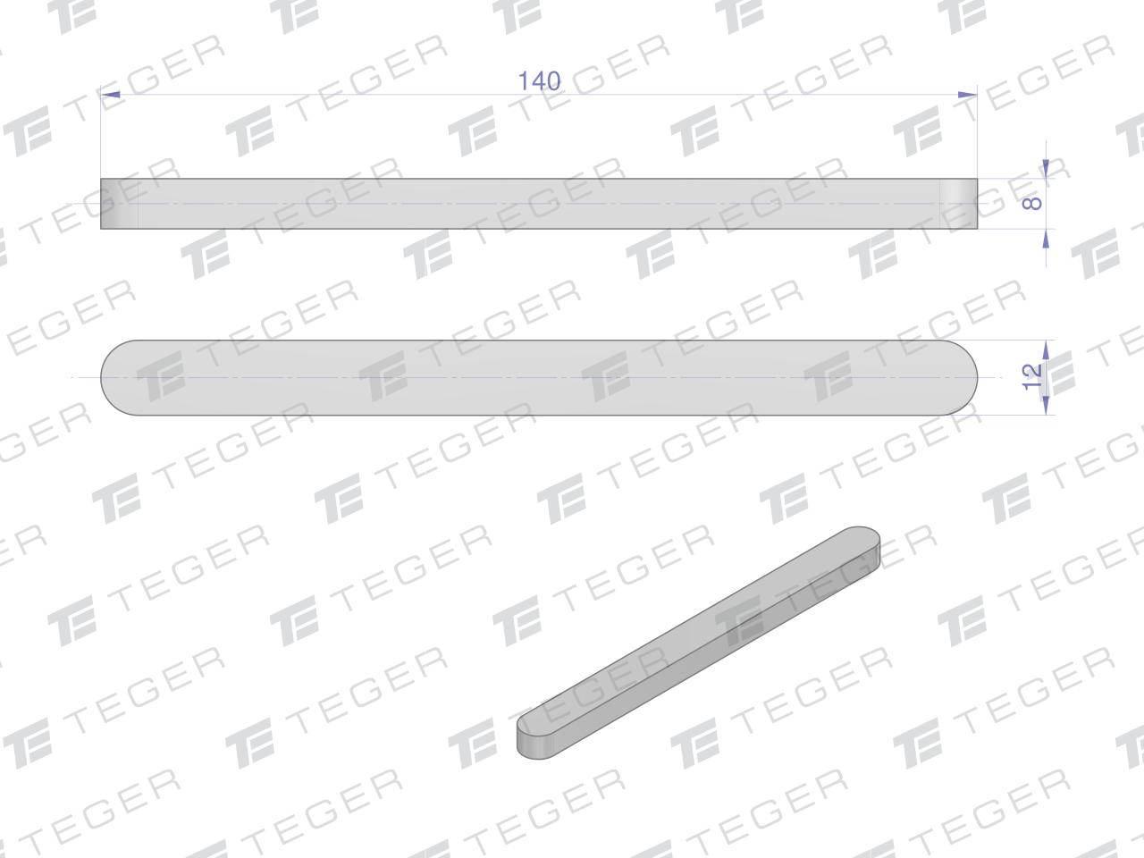 Wpust pryzmatyczny 12x8x140 TEGER, 10szt T-WPP-12X8X140 - zdjęcie 2