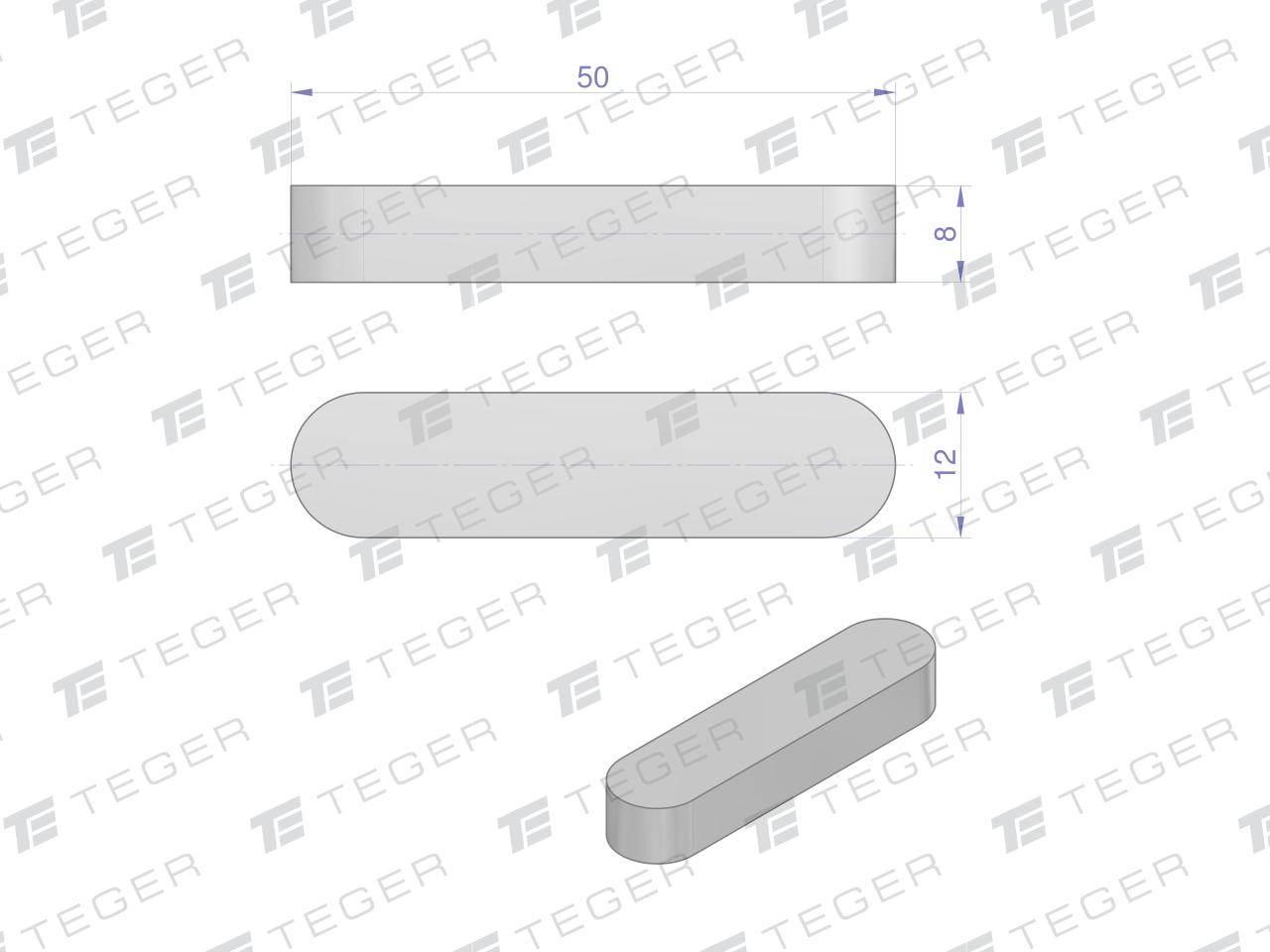 Wpust pryzmatyczny 12x8x50 TEGER, 10szt T-WPP-12X8X50 - zdjęcie 2
