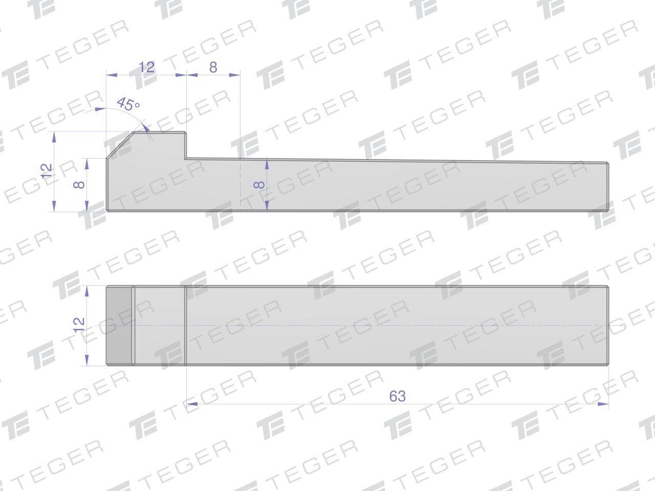 Klin z noskiem 12x8x63 TEGER, 5szt T-KL-12X8X63 - zdjęcie 2