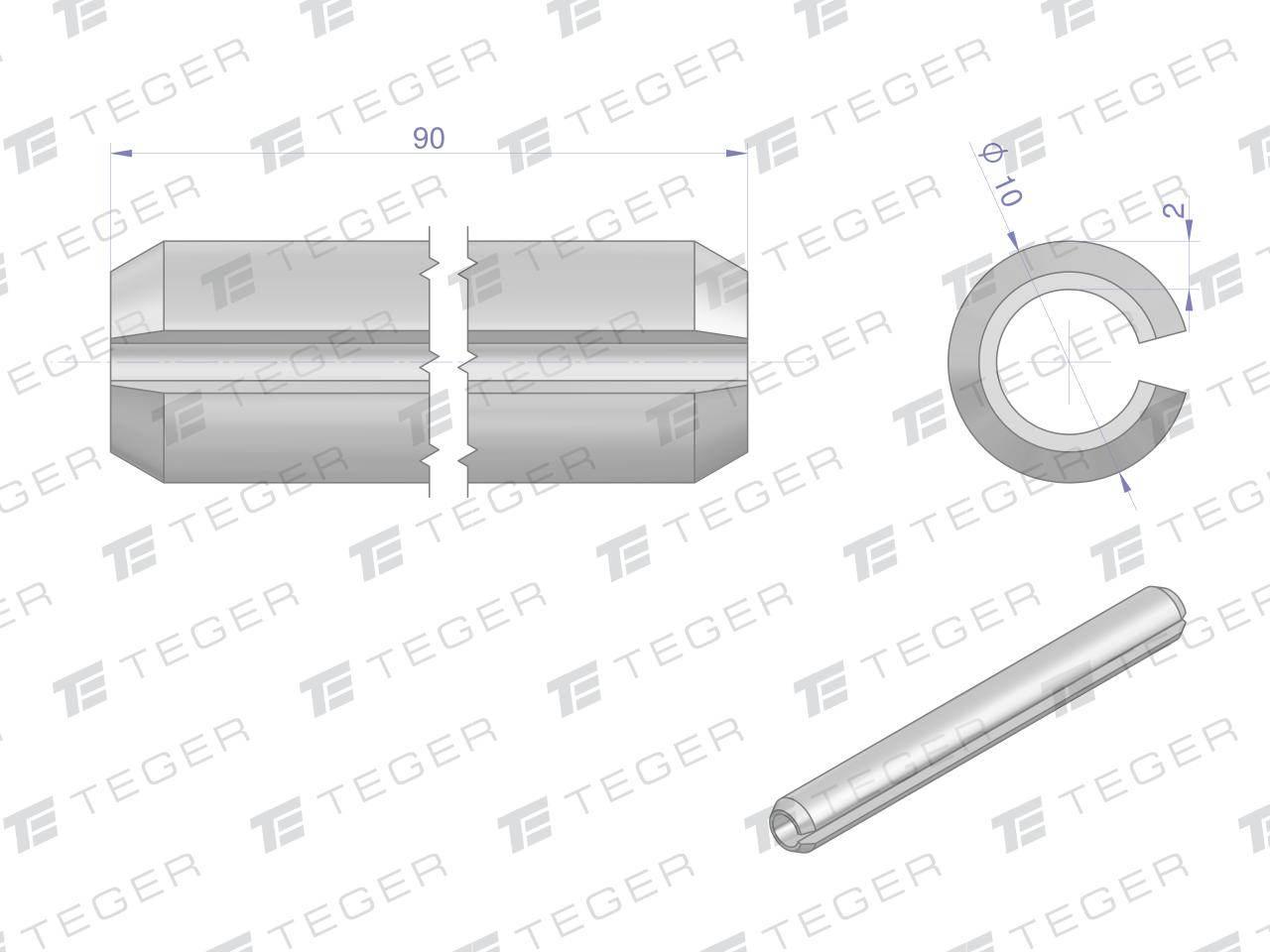 Kołek sprężysty 10x90 TEGER, 10szt T-KO-10X90 - zdjęcie 2