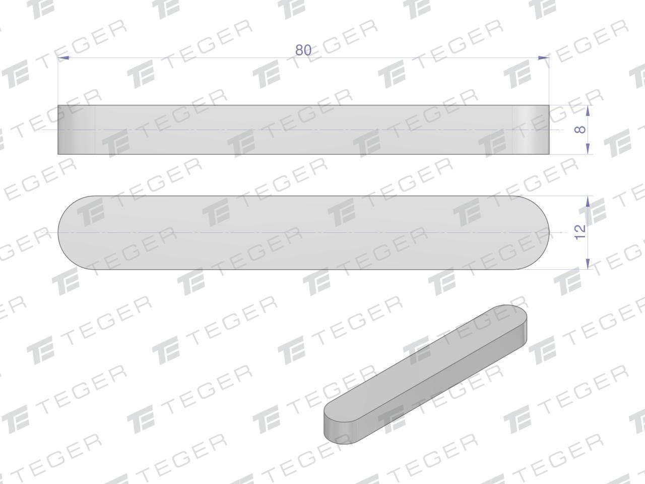 Wpust pryzmatyczny 12x8x80 TEGER, 10szt T-WPP-12X8X80 - zdjęcie 2
