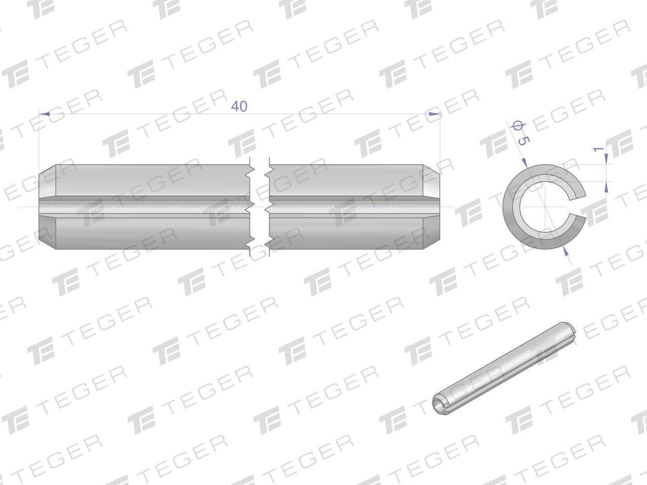 Kołek sprężysty 5x40 TEGER, 10szt T-KO-5X40 - zdjęcie 2