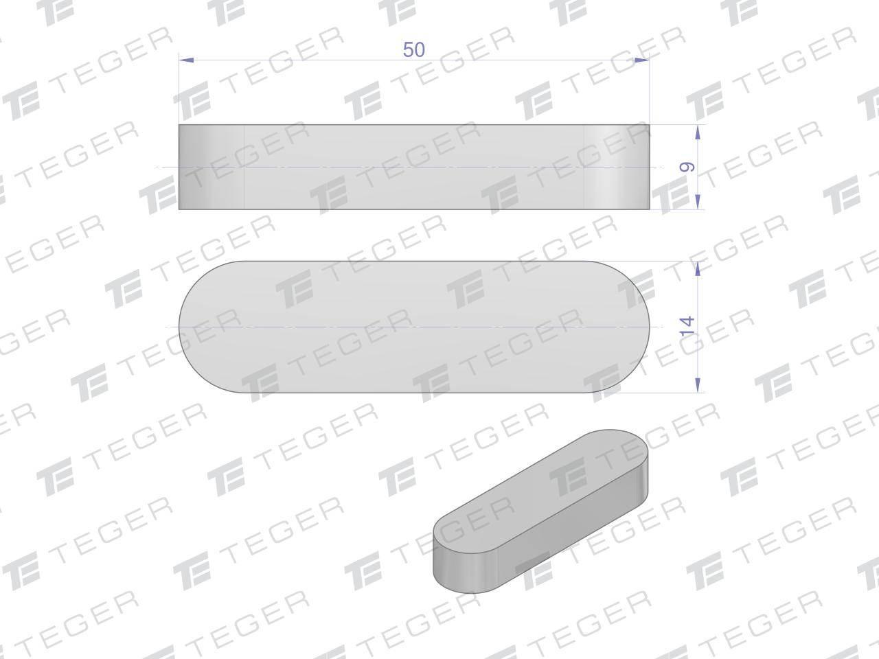 Wpust pryzmatyczny 14x9x50 TEGER, 10szt T-WPP-14X9X50 - zdjęcie 2