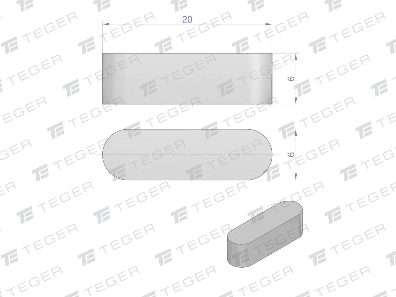 Wpust pryzmatyczny 6x6x20 TEGER, 10szt T-WPP-6X6X20 - zdjęcie 2