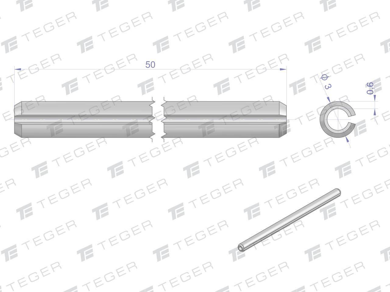 Kołek sprężysty 3x50 TEGER, 10szt T-KO-3X50 - zdjęcie 2