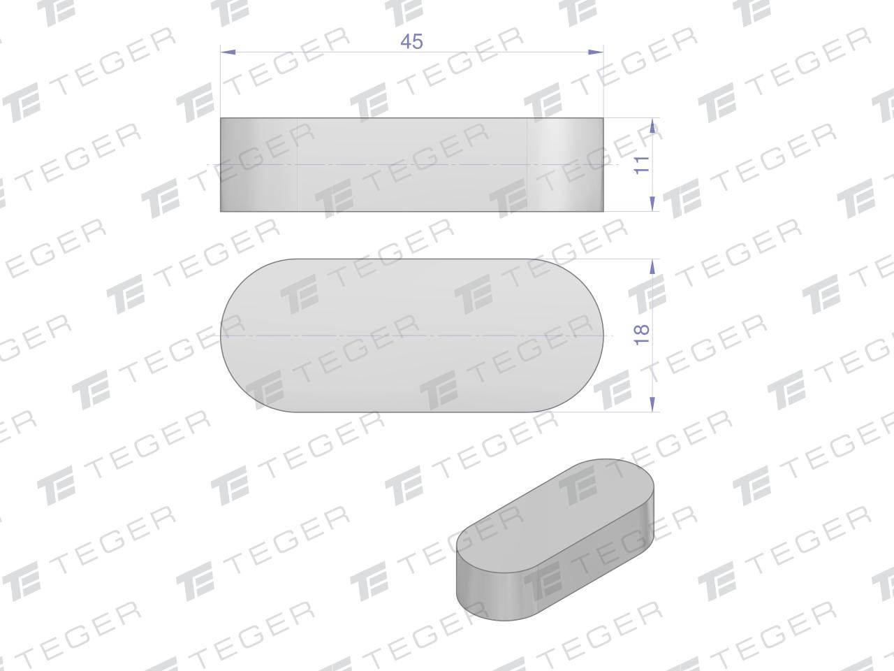 Wpust pryzmatyczny 18x11x45 TEGER, 10szt T-WPP-18X11X45 - zdjęcie 2