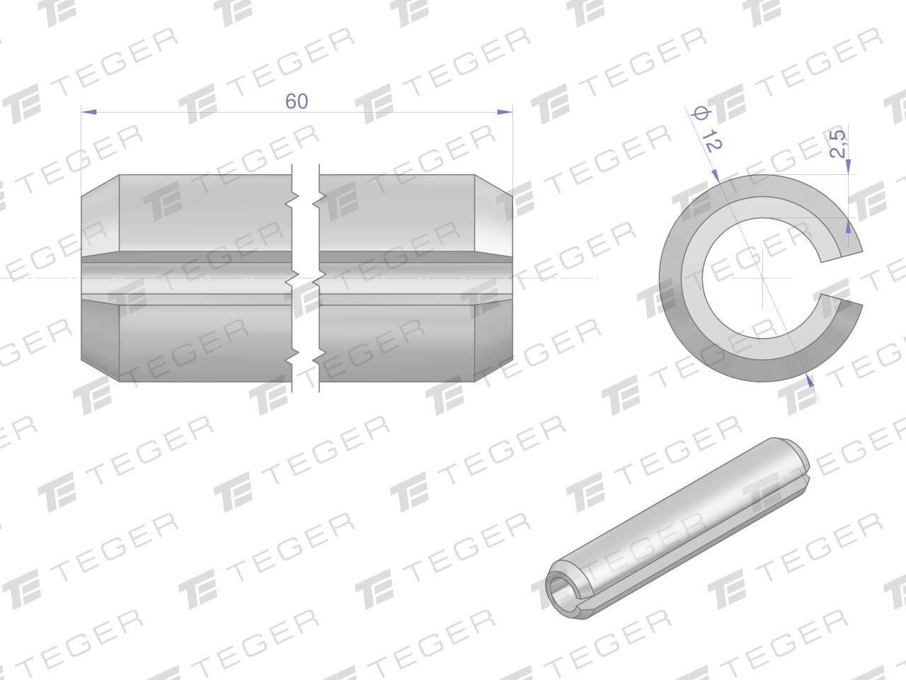 Kołek sprężysty 12x60 TEGER, 10szt T-KO-12X60 - zdjęcie 2