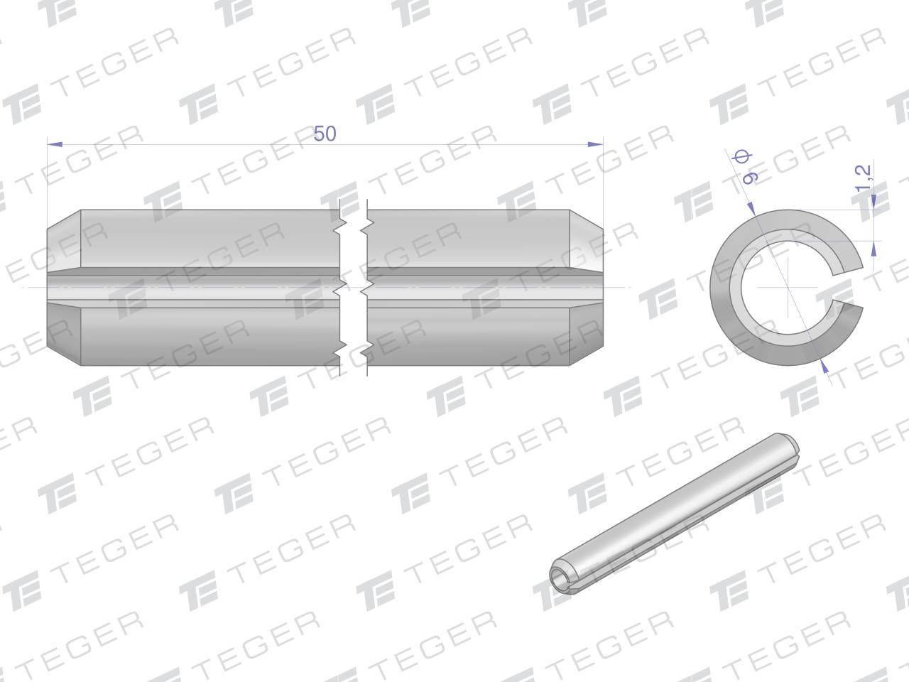 Kołek sprężysty 6x50 TEGER, 10szt T-KO-6X50 - zdjęcie 2