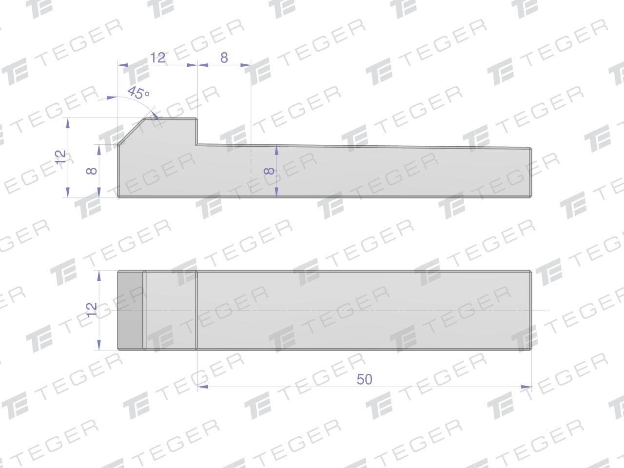 Klin z noskiem 12x8x50 TEGER , 5szt T-KL-12X8X50 - zdjęcie 2